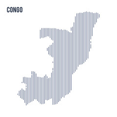 Vector abstract hatched map of Congo with vertical lines isolated on a white background.
