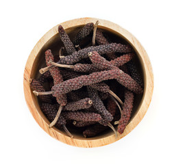 Long pepper or Piper longum isolated on white background