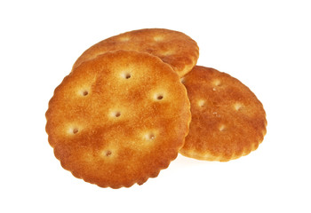 Group of crackers isolated on white background