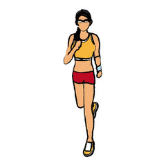 sport woman running with smart glasses wearable technology