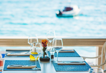 Beach restaurant with sea view
