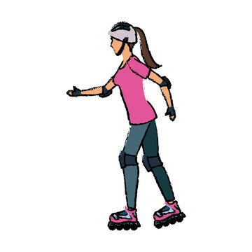 girl roller skate activity hobby sport