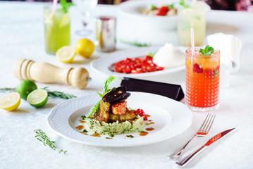 dinner in the restaurant