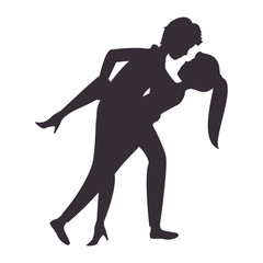 silhouette of couple in love icon over white background vector illustration