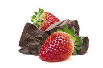 Strawberry craft chocolate pieces isolated