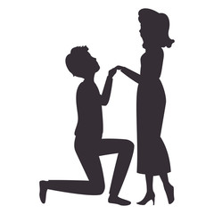 silhouette of couple in love icon over white background vector illustration
