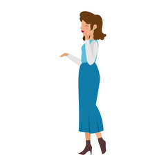 cartoon woman wearing casual clothes icon over white background colorful design vector illustration