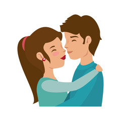 Couple of lovers kissing icon over white background colorful design vector illustration
