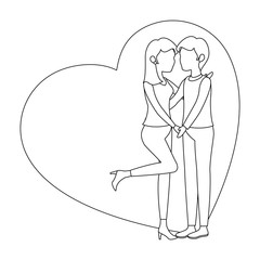 heart with couple in love icon over white background vector illustration
