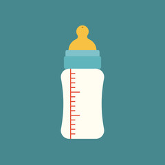 baby milk bottle with volumetric in flat design vector