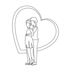 heart with couple in love icon over white background vector illustration