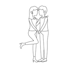 Couple of lovers kissing icon over white background vector illustration