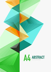 Triangular low poly vector a4 size geometric abstract template