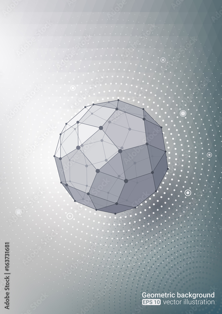 Poster geometric figures. points and lines. gray background. soft color tone. medicine and technology. abst