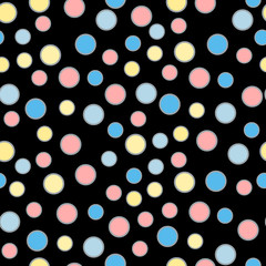 Seamless vector pattern or texture with colorful polka dots on white background for kids background, blog, web design, scrapbooks, party or baby shower invitations and wedding cards.