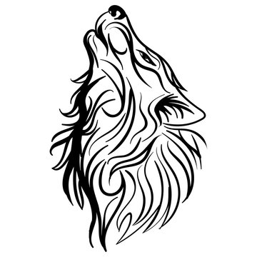 Wolf head howl design tribal tattoo vector