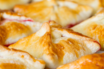 Homemade baking with fresh strawberry filling