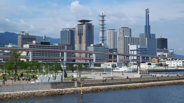 神戸港 中突堤から見るリニューアルしたメリケンパーク（タイムラプス）