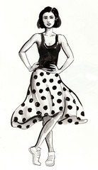 Girl in polka dots skirt
