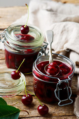 Homemade easy Cherry  filling in to the jar