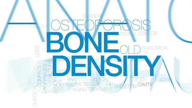Bone density animated word cloud, text design animation. Kinetic typography.