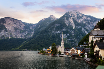 Hallstatt village panorama summer view