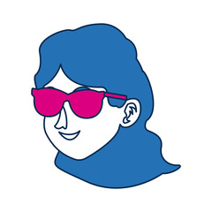 portrait of blue hair woman character face