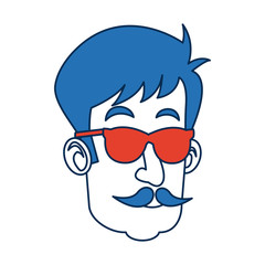 man cartoon with blue hair face portrait