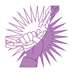 hand grabbing a broken chain icon over white background vector illustration