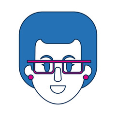 portrait of blue hair woman character face