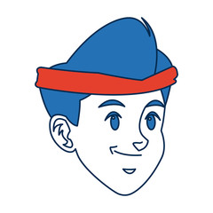 Obraz na płótnie Canvas man cartoon with blue hair face portrait sport guy