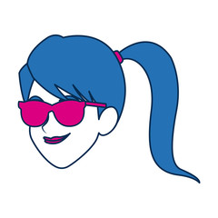 portrait of blue hair woman character face