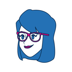 portrait of blue hair woman character face
