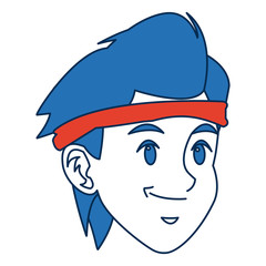 man cartoon with blue hair face portrait sport guy