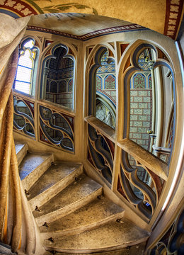 Spiral staircase in church