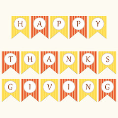Cute Thanksgiving bunting flags with letters in traditional colors