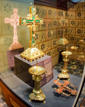 Golden crucifix in church