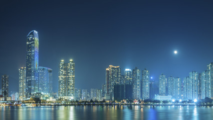 Fototapeta na wymiar Panorama of Hong Kong City at night
