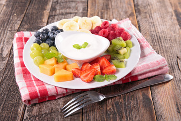 assorted fruits and yogurt