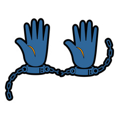hands with handcuffs icon over white background vector illustration