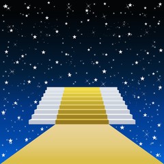 Escaliers et stars sur fond bleu nuit