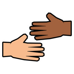 human hands icon over white background colorful design vector illustration