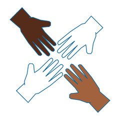 human hands icon over white background colorful design vector illustration