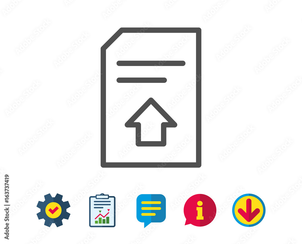 Poster upload document line icon. information file sign. paper page concept symbol. report, service and inf