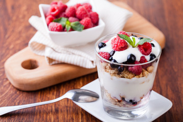 yogurt with muesli and berries