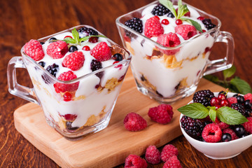 yogurt with muesli and berries