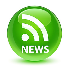 News (RSS icon) glassy green round button