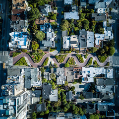 Aerial view of the Lombard street in San Francisco