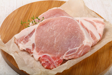 Raw pork steak