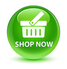 Shop now glassy green round button